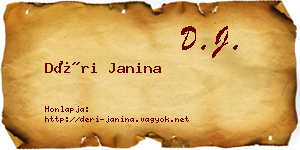 Déri Janina névjegykártya